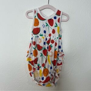 Little Sleepies Fruit Print Bamboo Ruffle Bubble Romper White Size 6-12M